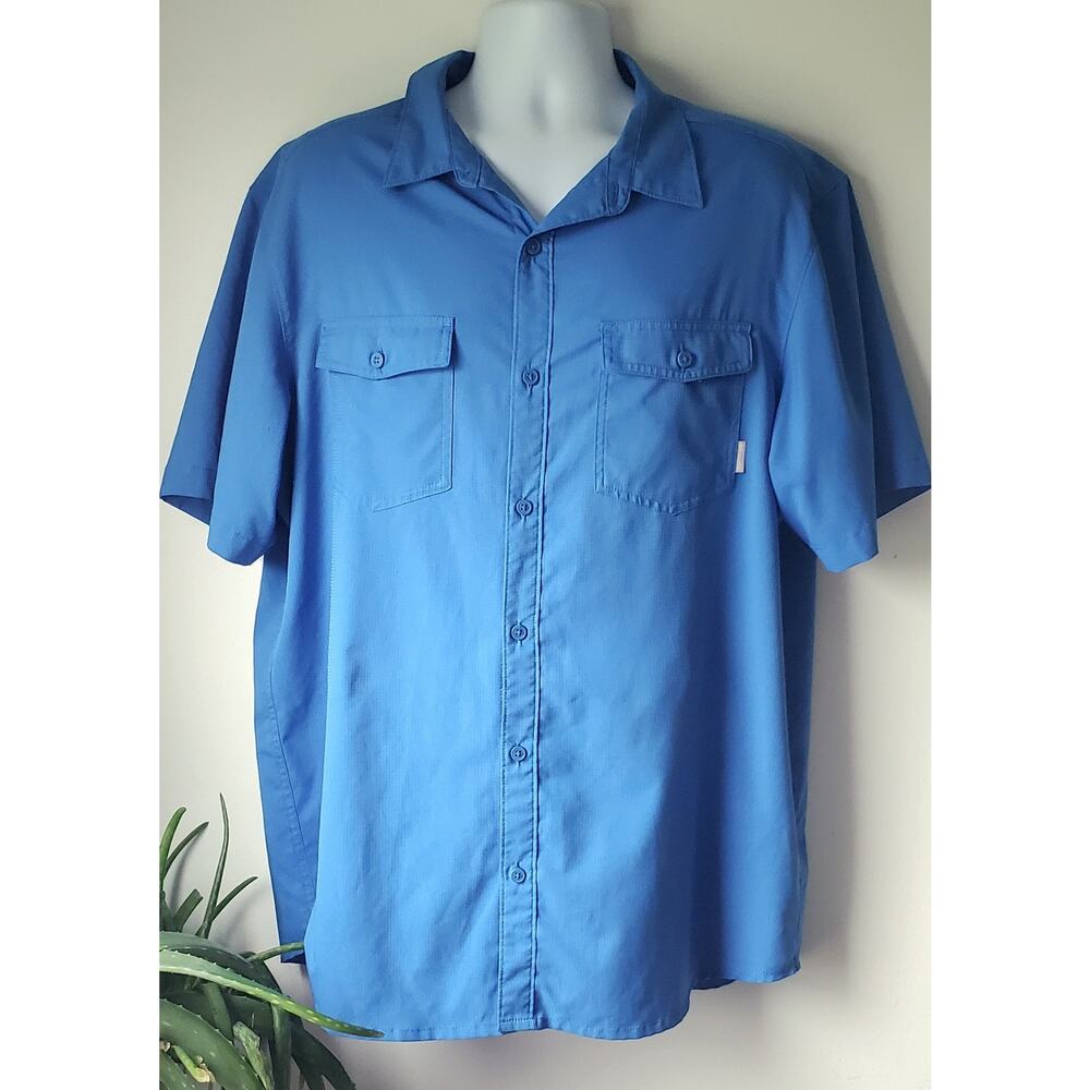 Columbia Mens Royal Blue Short Sleeve Athletic Sports Shirt Size XL Sports Dad